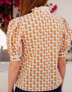 Pink City Prints Pink Floret Vera Blouse