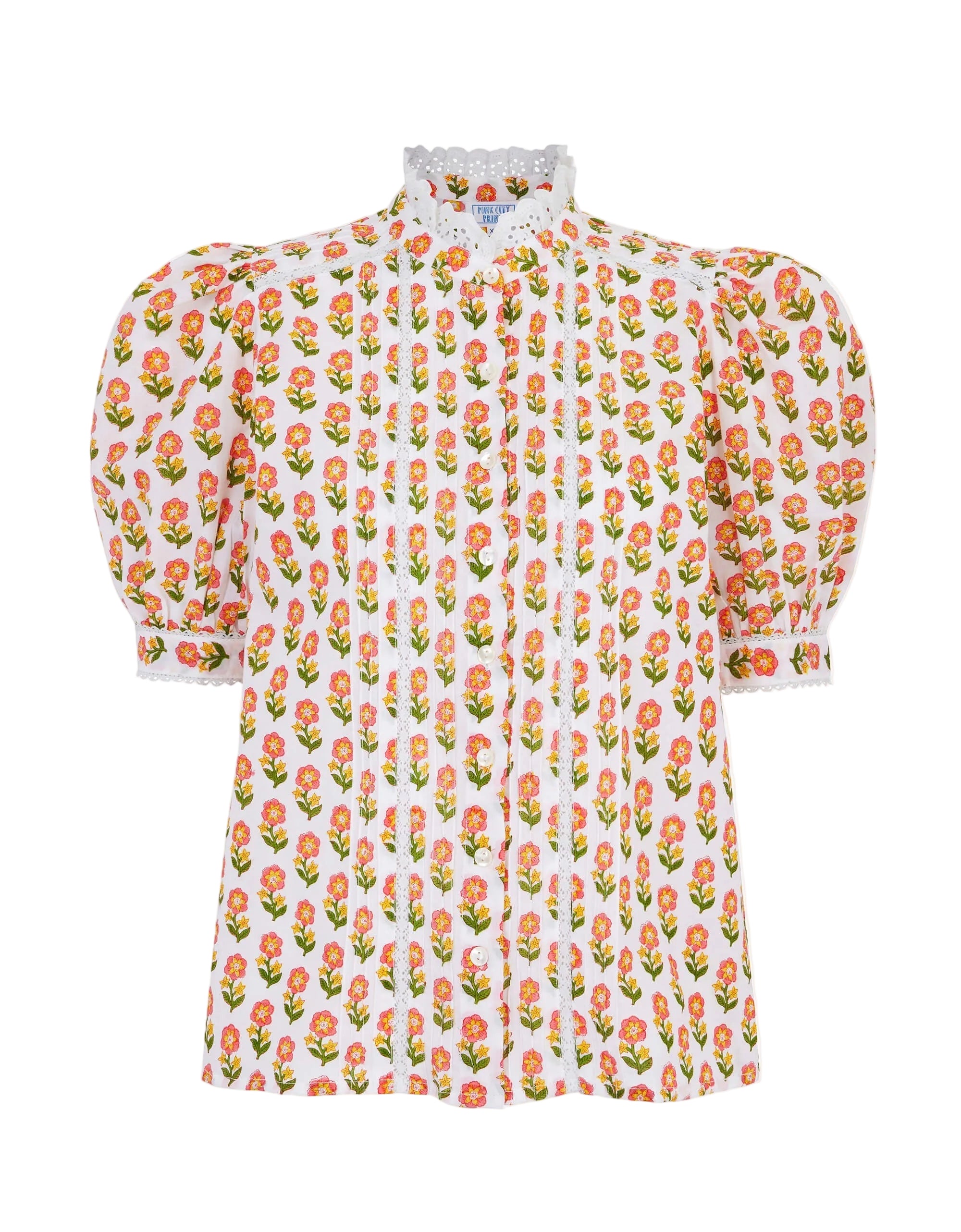 Pink City Prints Pink Floret Vera Blouse