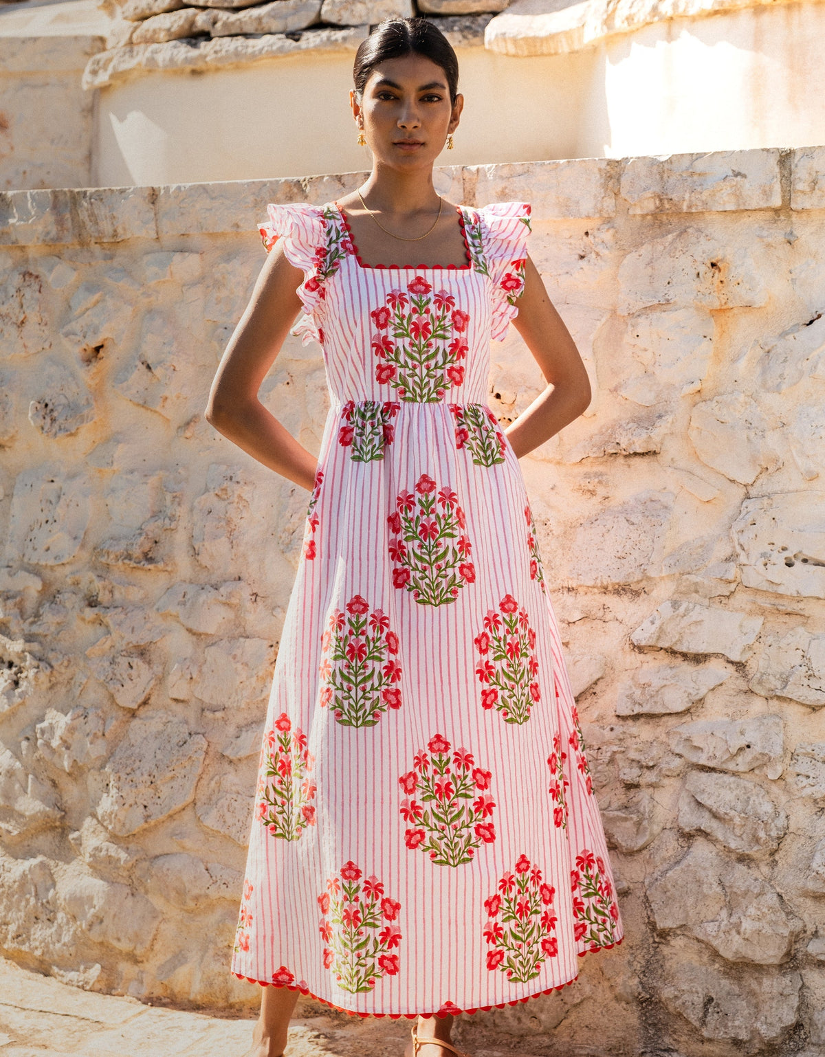 Pink City Prints Poppy Stripe Clara Dress