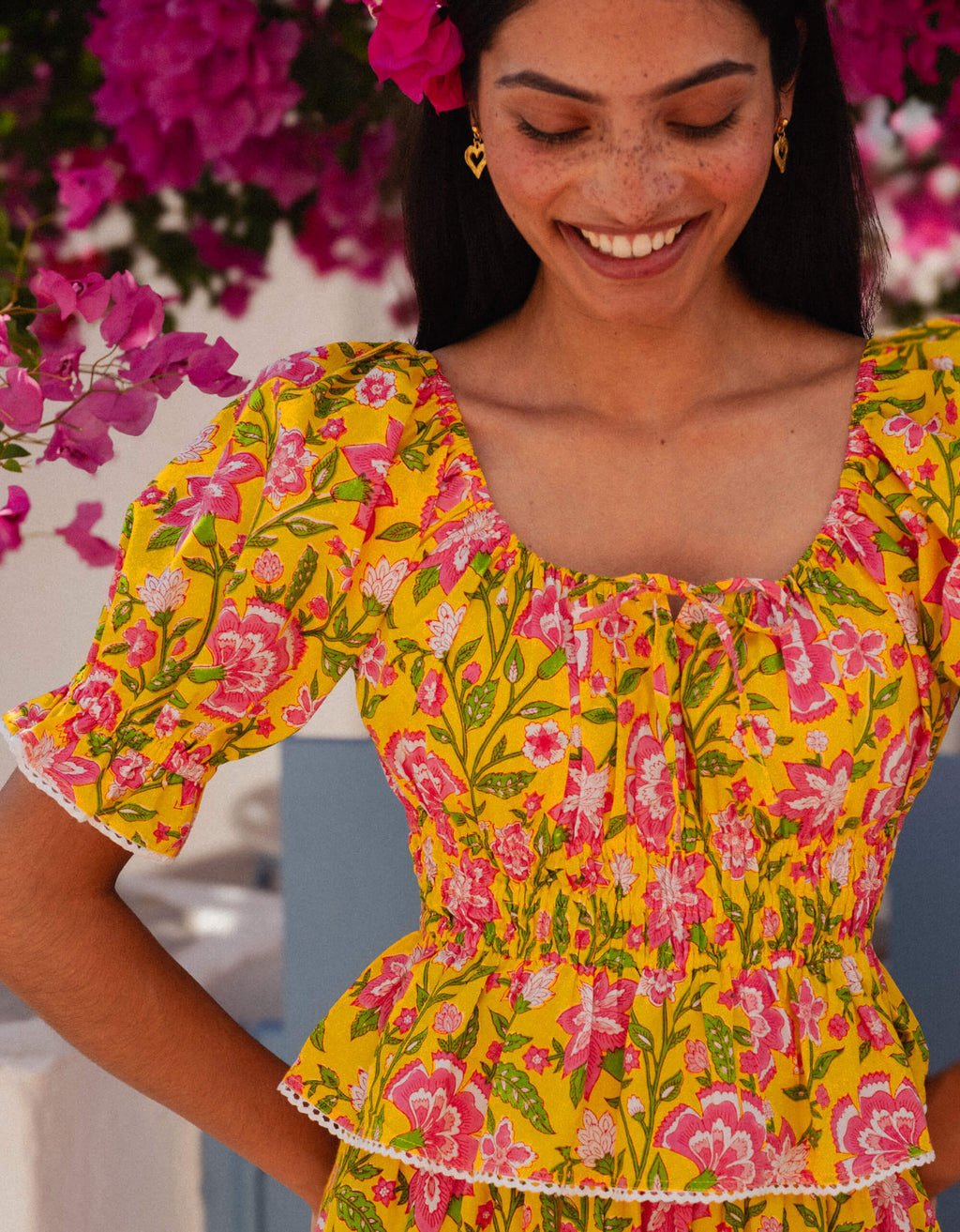 Pink City Prints Provencal Peony Katie Top