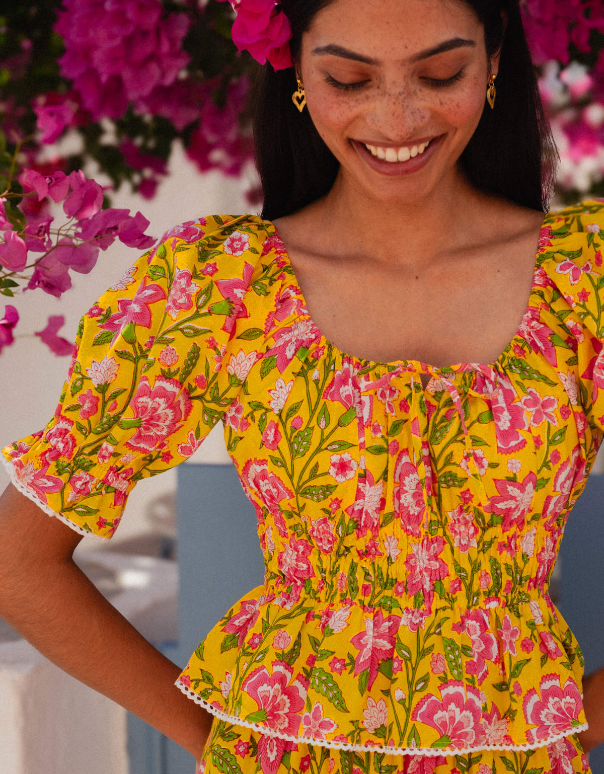 Pink City Prints Provencal Peony Katie Top