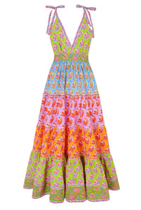 Pink City Prints Rainbow Zinnia Amour Dress