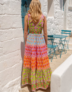 Pink City Prints Rainbow Zinnia Amour Dress