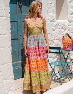 Pink City Prints Rainbow Zinnia Amour Dress