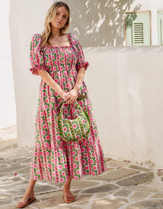 Pink City Prints Rose Border Palermo Dress