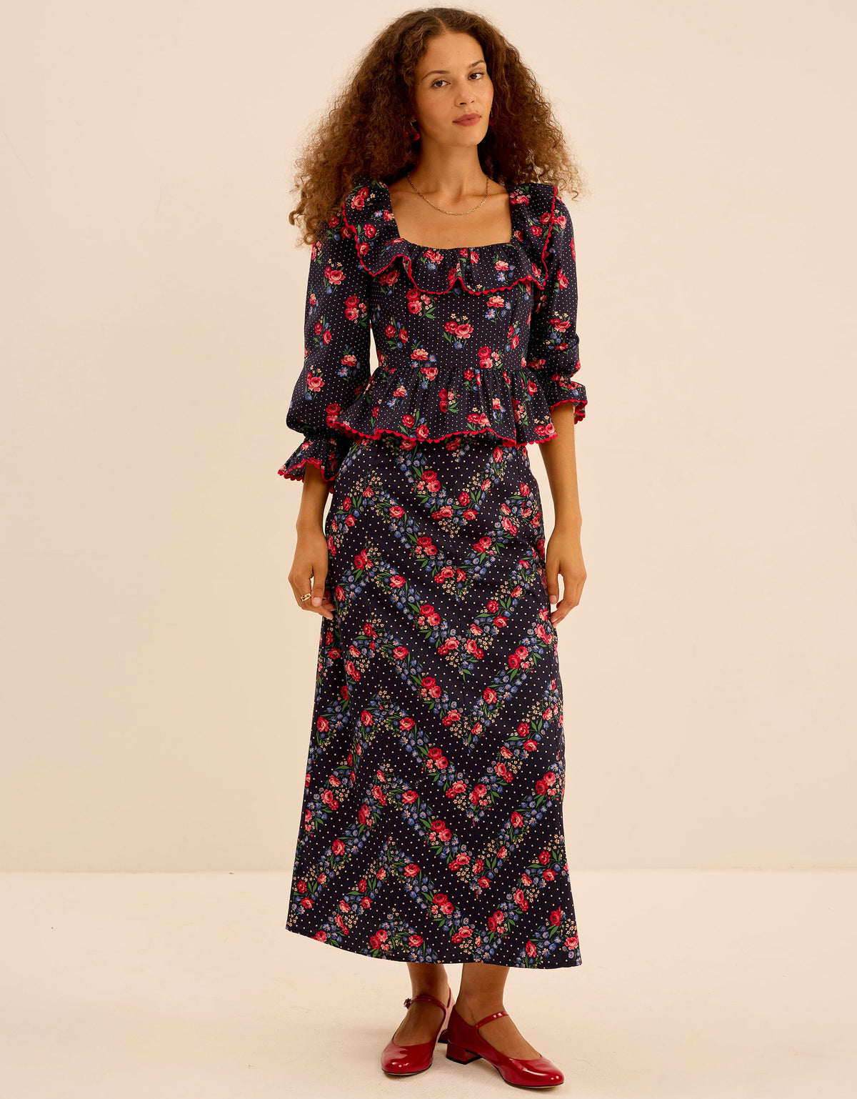 Pink City Prints Rose Chevron Kezia Skirt