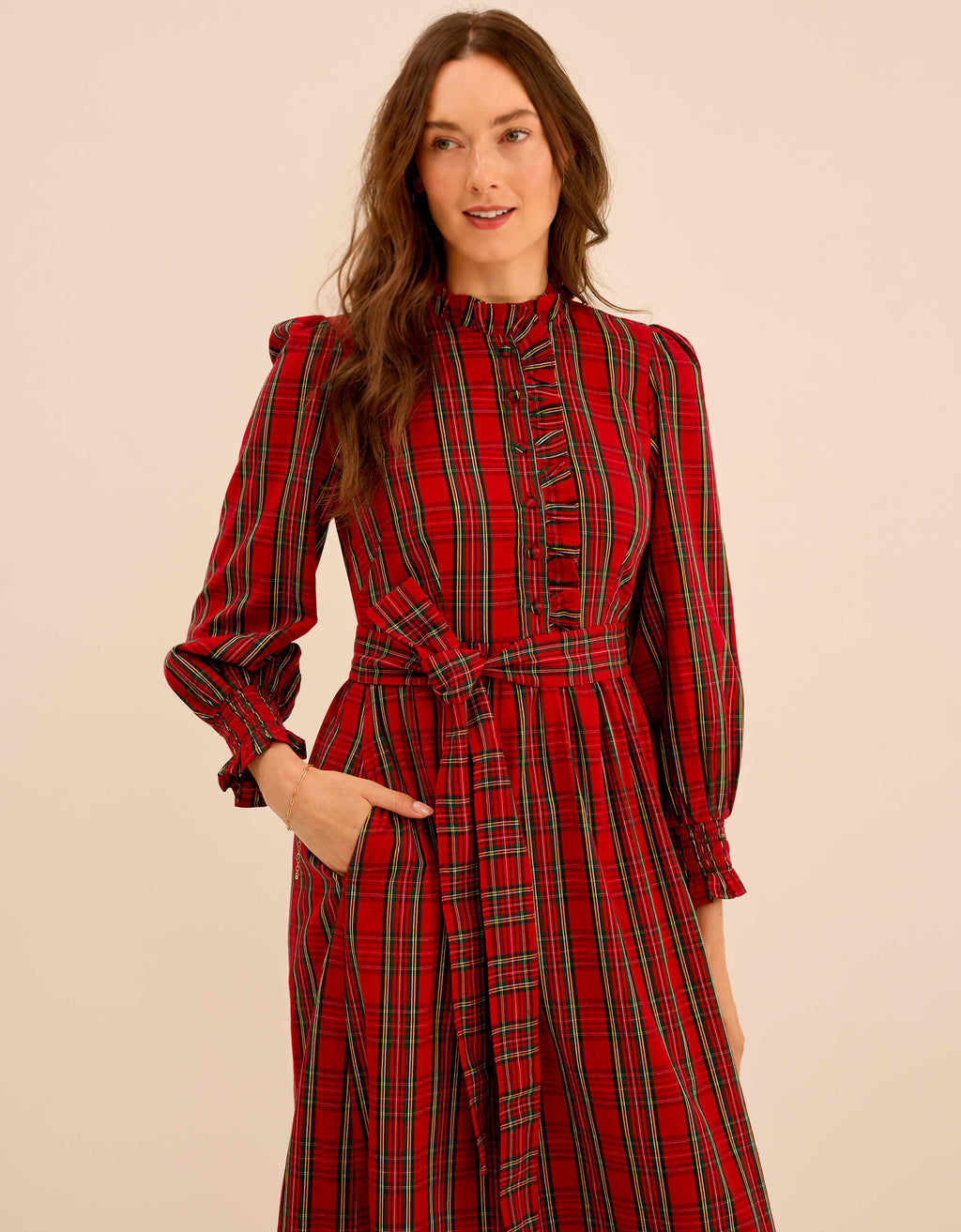 Pink City Prints Ruby Tartan Charlotte Dress