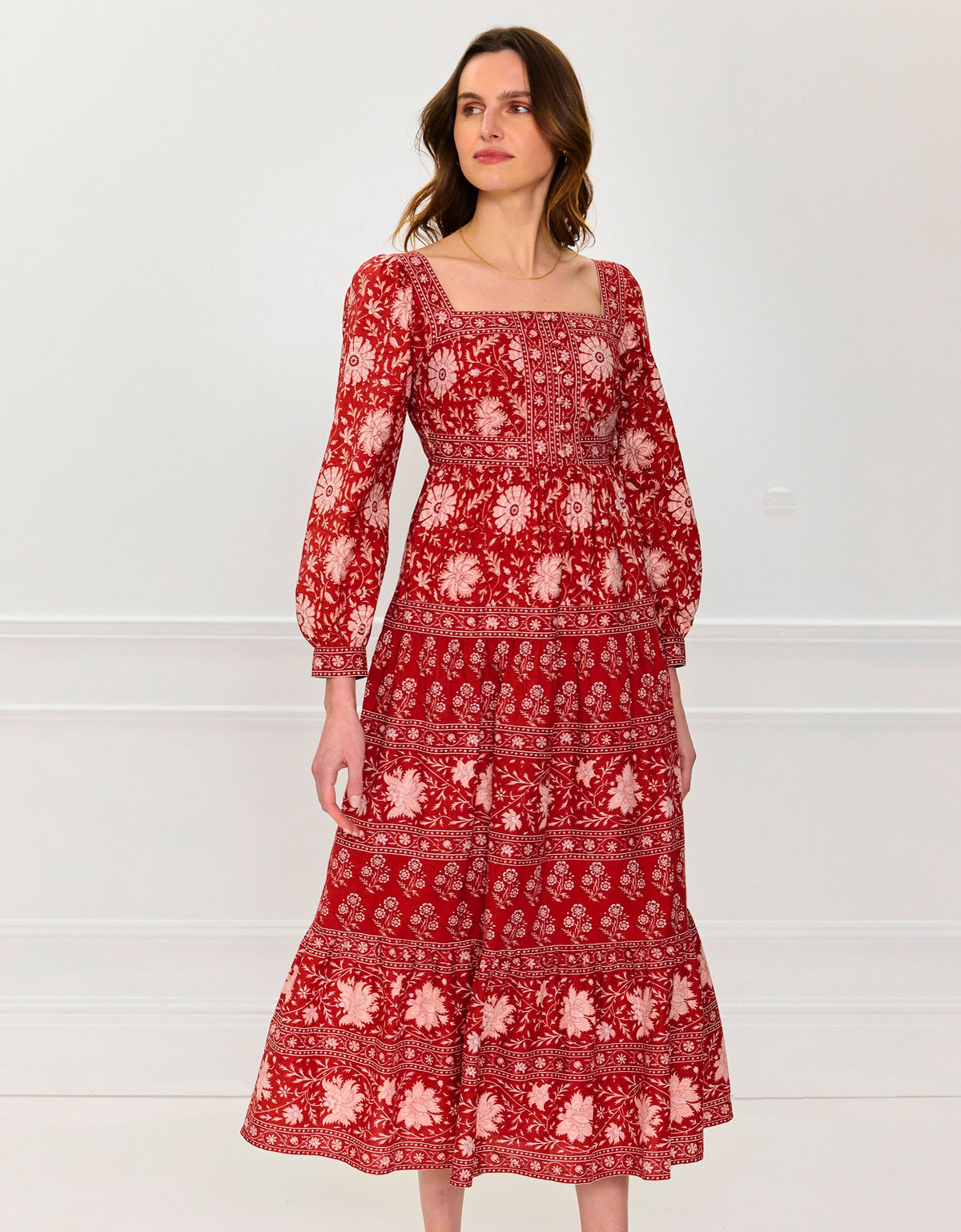 Pink City Prints Rust Borders Lucia Dress