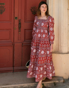 Pink City Prints Rust Borders Lucia Dress