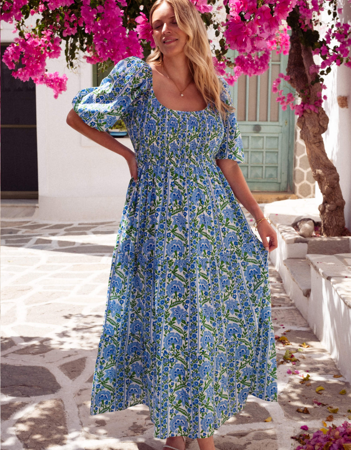 Pink City Prints Sapphire Border Angelina Dress