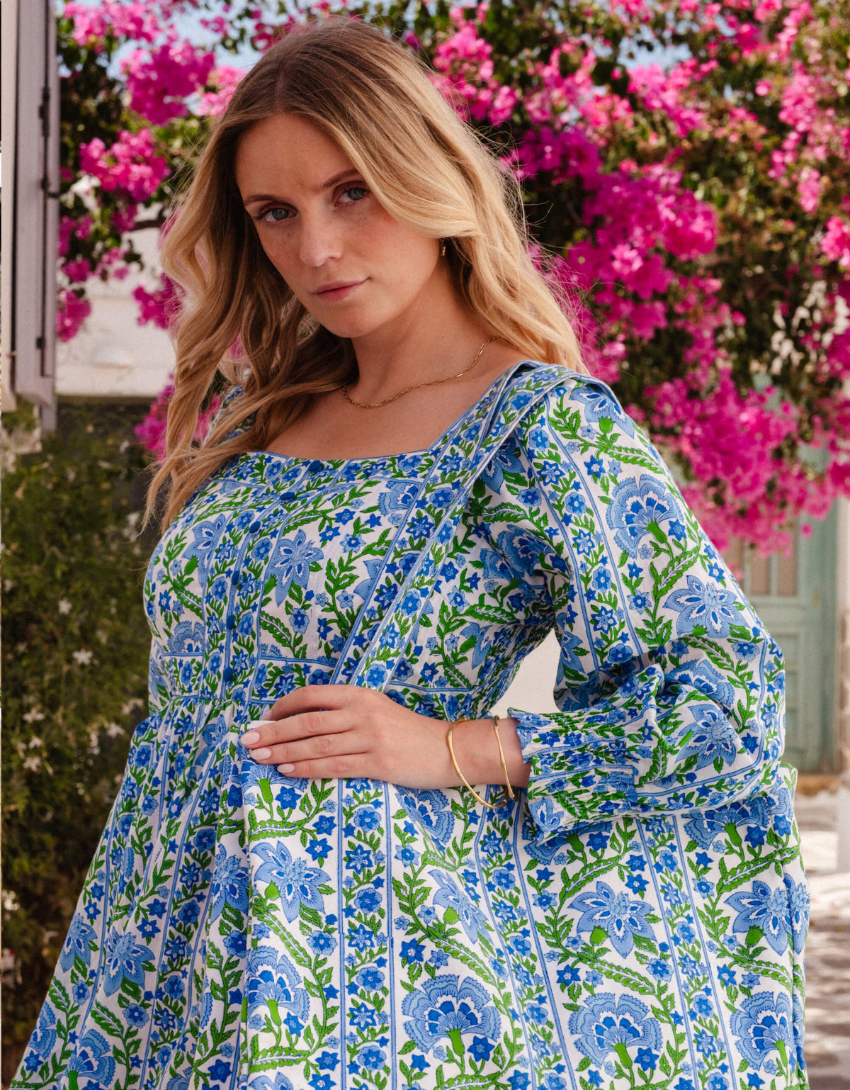 Pink City Prints Sapphire Border Margarita Dress