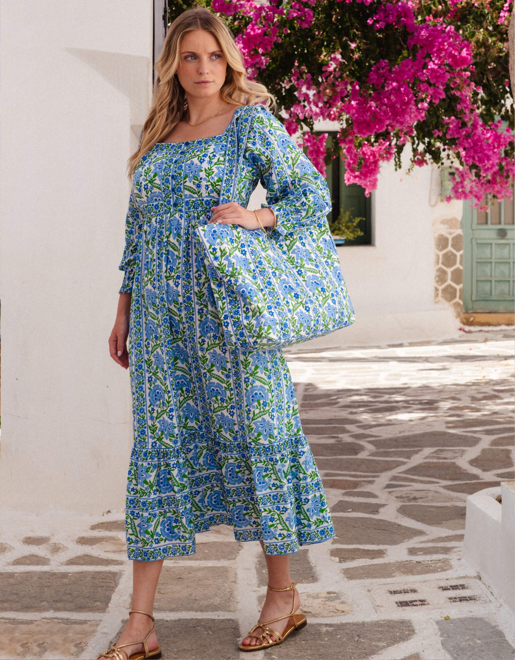 Pink City Prints Sapphire Border Margarita Dress
