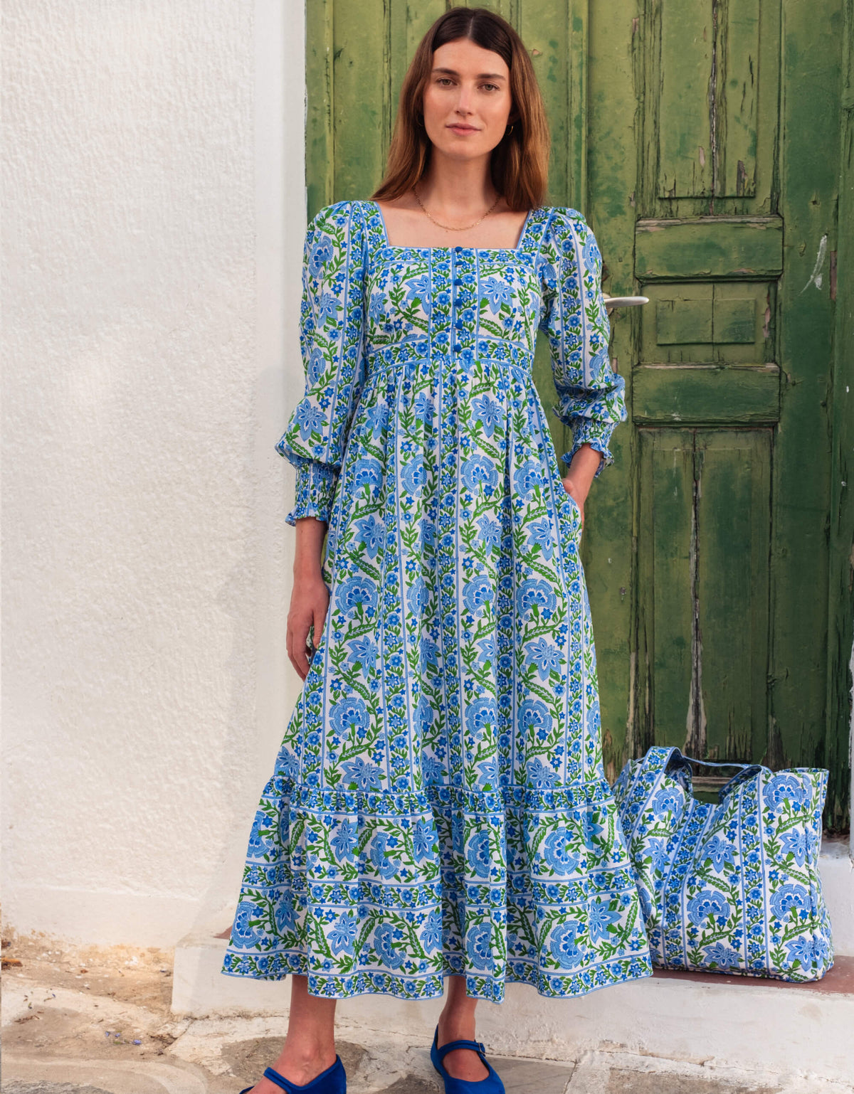 Pink City Prints Sapphire Border Margarita Dress