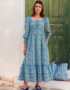 Pink City Prints Sapphire Border Margarita Dress