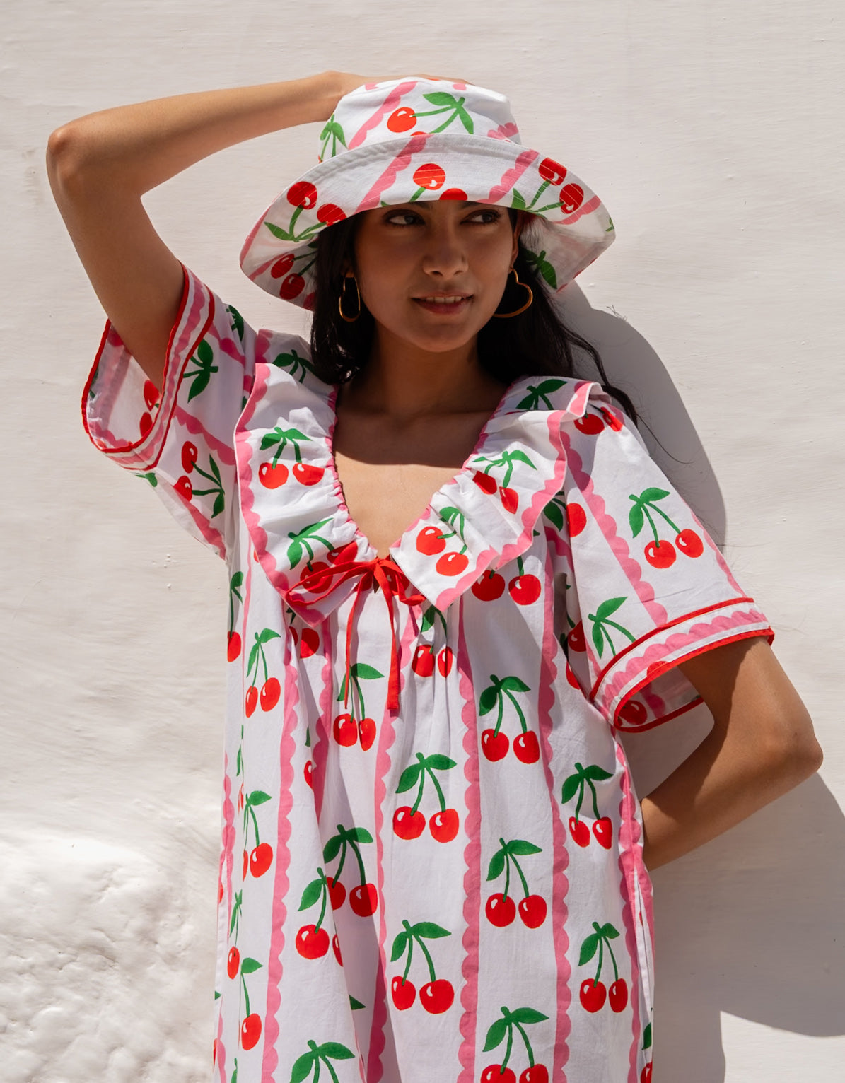 Pink City Prints Scalloped Cherry Ava Dress