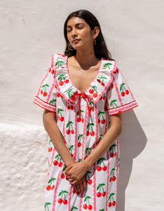 Pink City Prints Scalloped Cherry Ava Dress