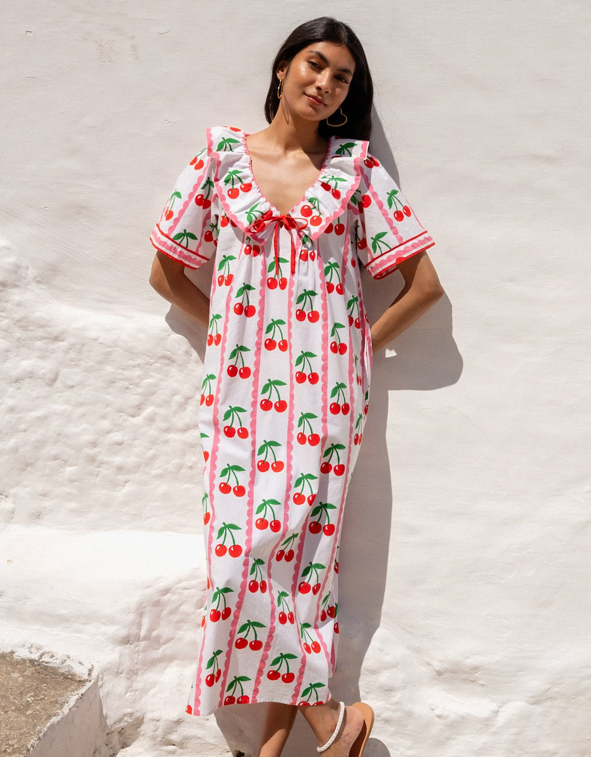 Pink City Prints Scalloped Cherry Ava Dress