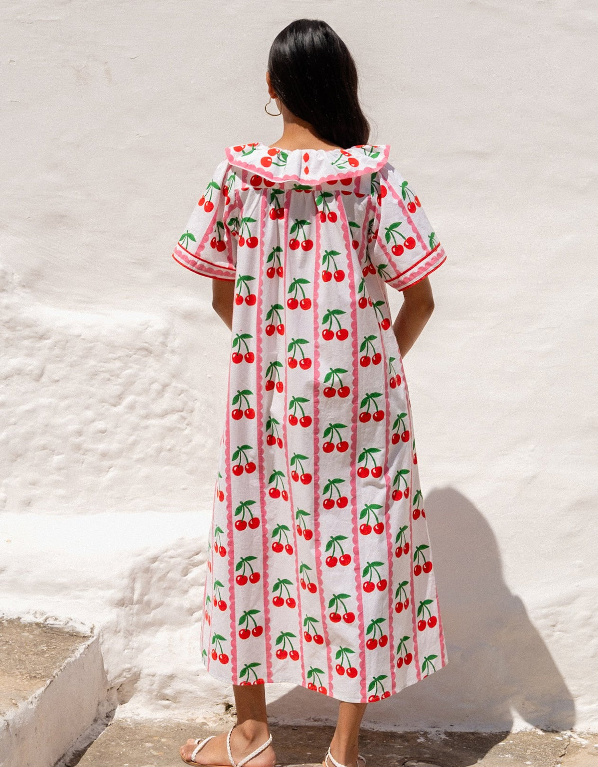 Pink City Prints Scalloped Cherry Ava Dress