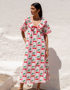 Pink City Prints Scalloped Cherry Ava Dress