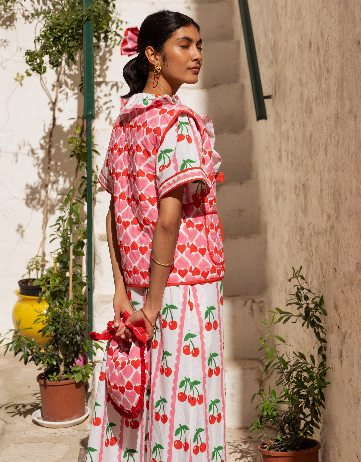 Pink City Prints Scalloped Cherry Ava Dress