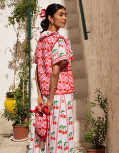 Pink City Prints Scalloped Cherry Ava Dress