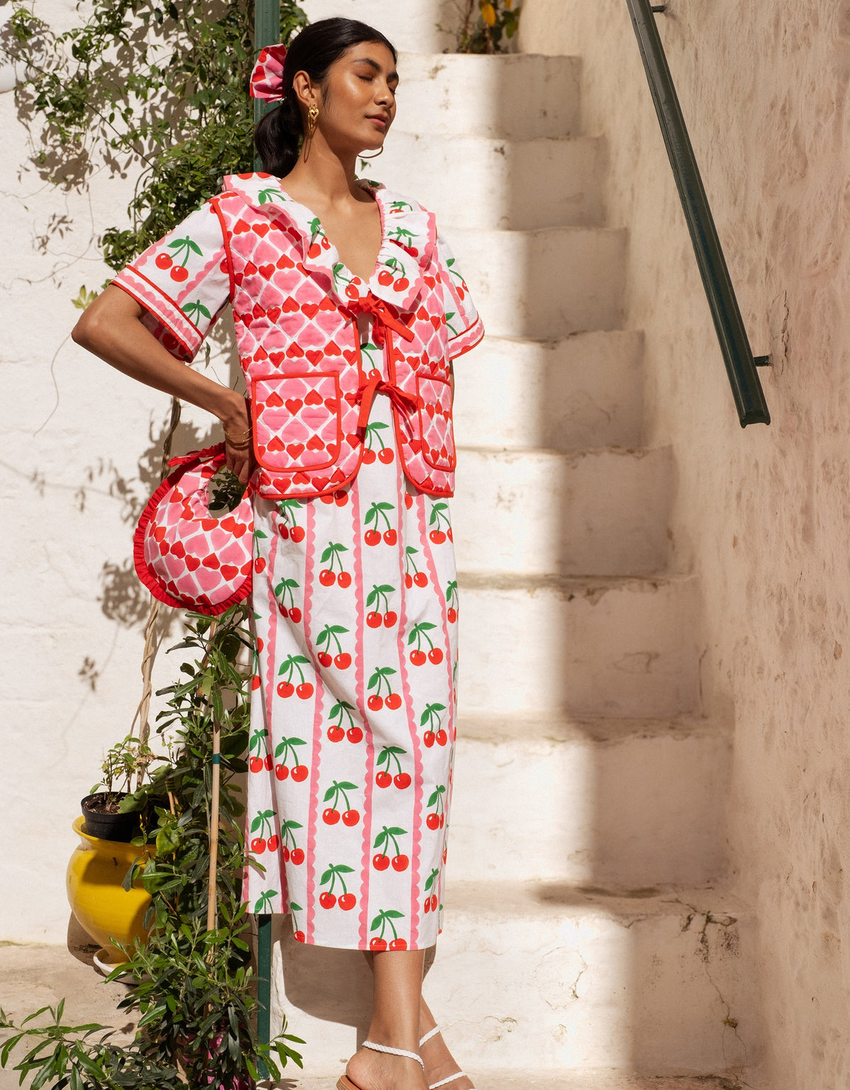 Pink City Prints Scalloped Cherry Ava Dress