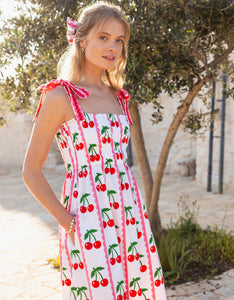 Pink City Prints Scalloped Cherry Immy Dress