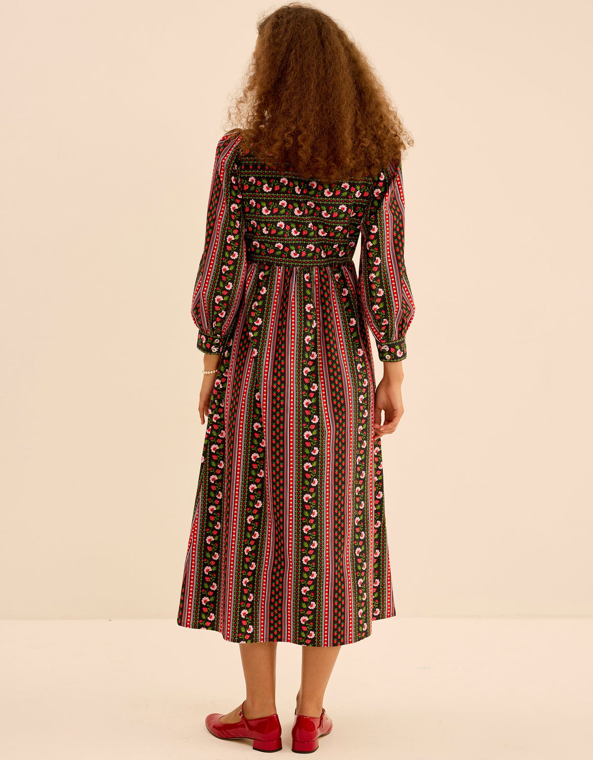 Pink City Prints Strawberry Border Polly Dress