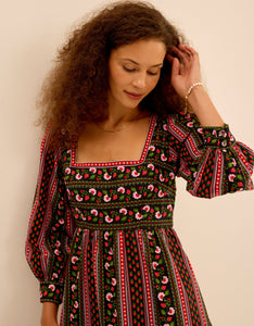 Pink City Prints Strawberry Border Polly Dress