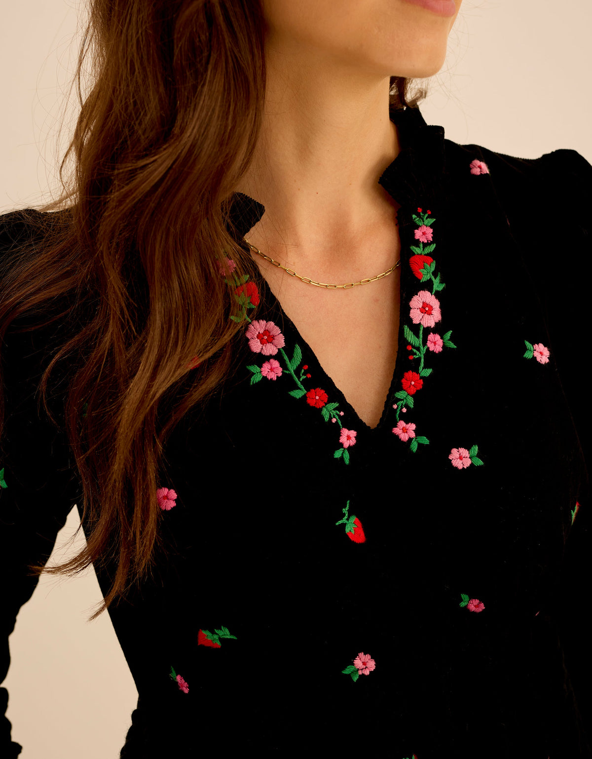 Pink City Prints Strawberry Embroidery Amelia Dress