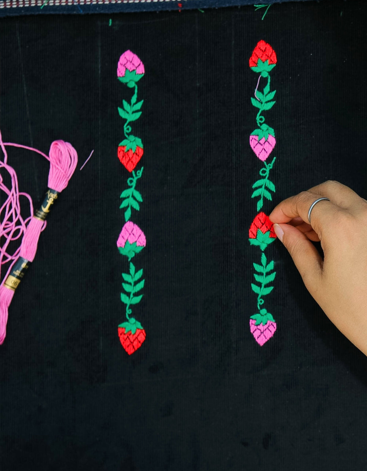Pink City Prints Strawberry Embroidery Amelia Dress