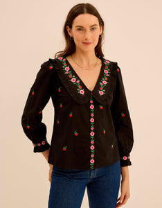 Pink City Prints Strawberry Embroidery Esme Blouse