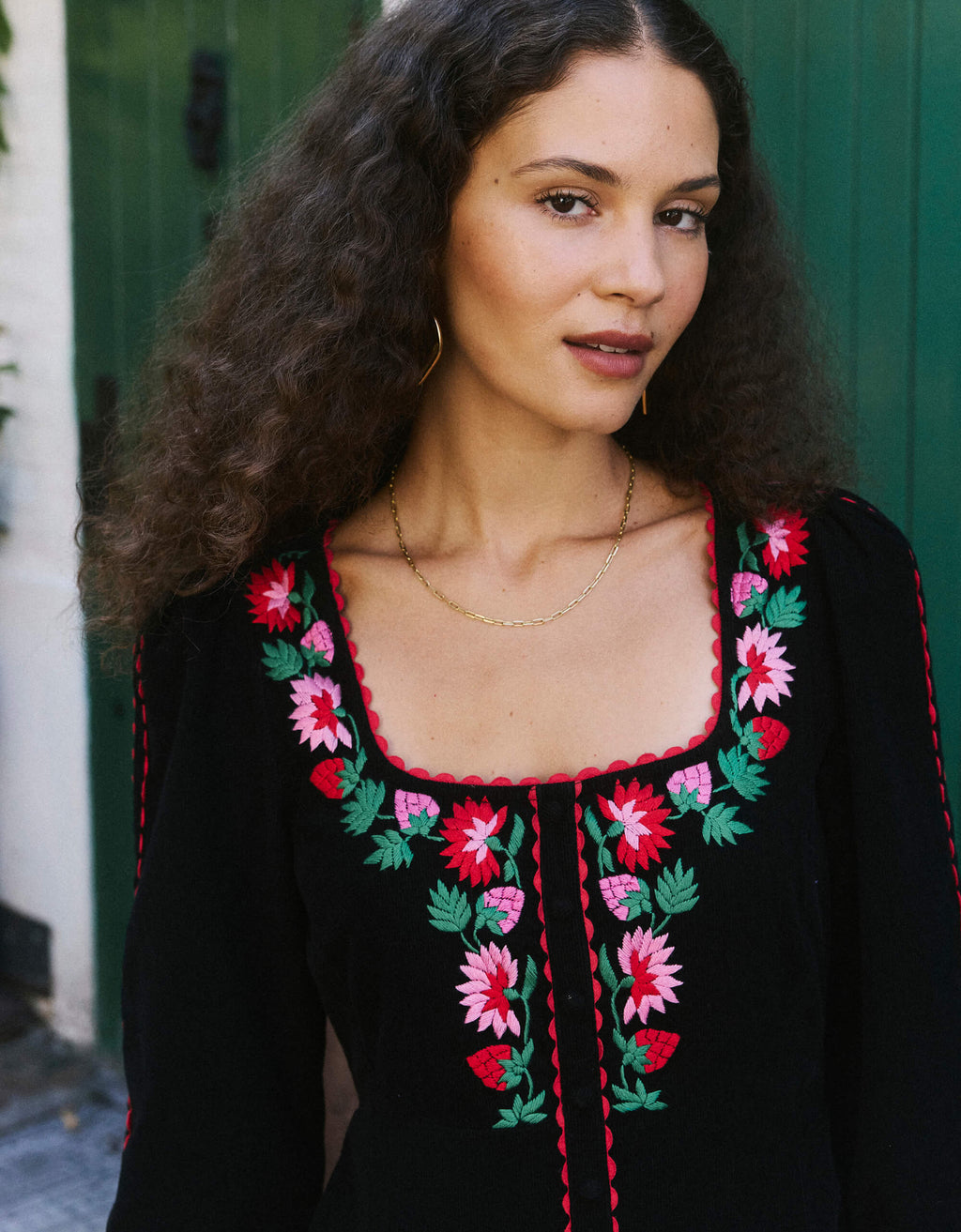 Pink City Prints Strawberry Embroidery Olivia Dress