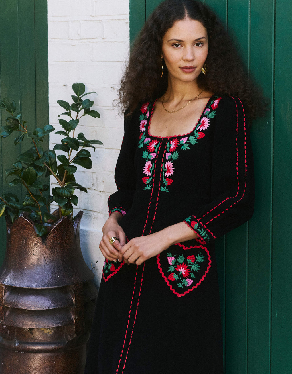 Pink City Prints Strawberry Embroidery Olivia Dress