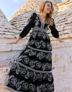 Pink City Prints Sweetheart Cord Embroidery Phoebe Dress