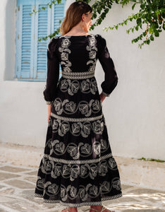 Pink City Prints Sweetheart Cord Embroidery Phoebe Dress