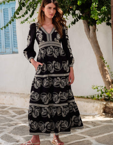 Pink City Prints Sweetheart Cord Embroidery Phoebe Dress