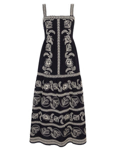 Pink City Prints Sweetheart Cord Embroidery Rio Dress