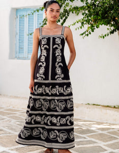 Pink City Prints Sweetheart Cord Embroidery Rio Dress