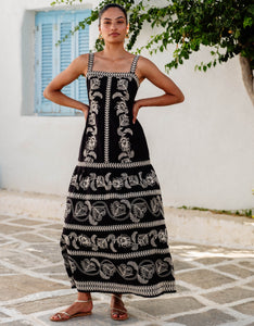 Pink City Prints Sweetheart Cord Embroidery Rio Dress