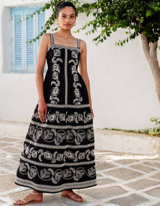 Pink City Prints Sweetheart Cord Embroidery Rio Dress