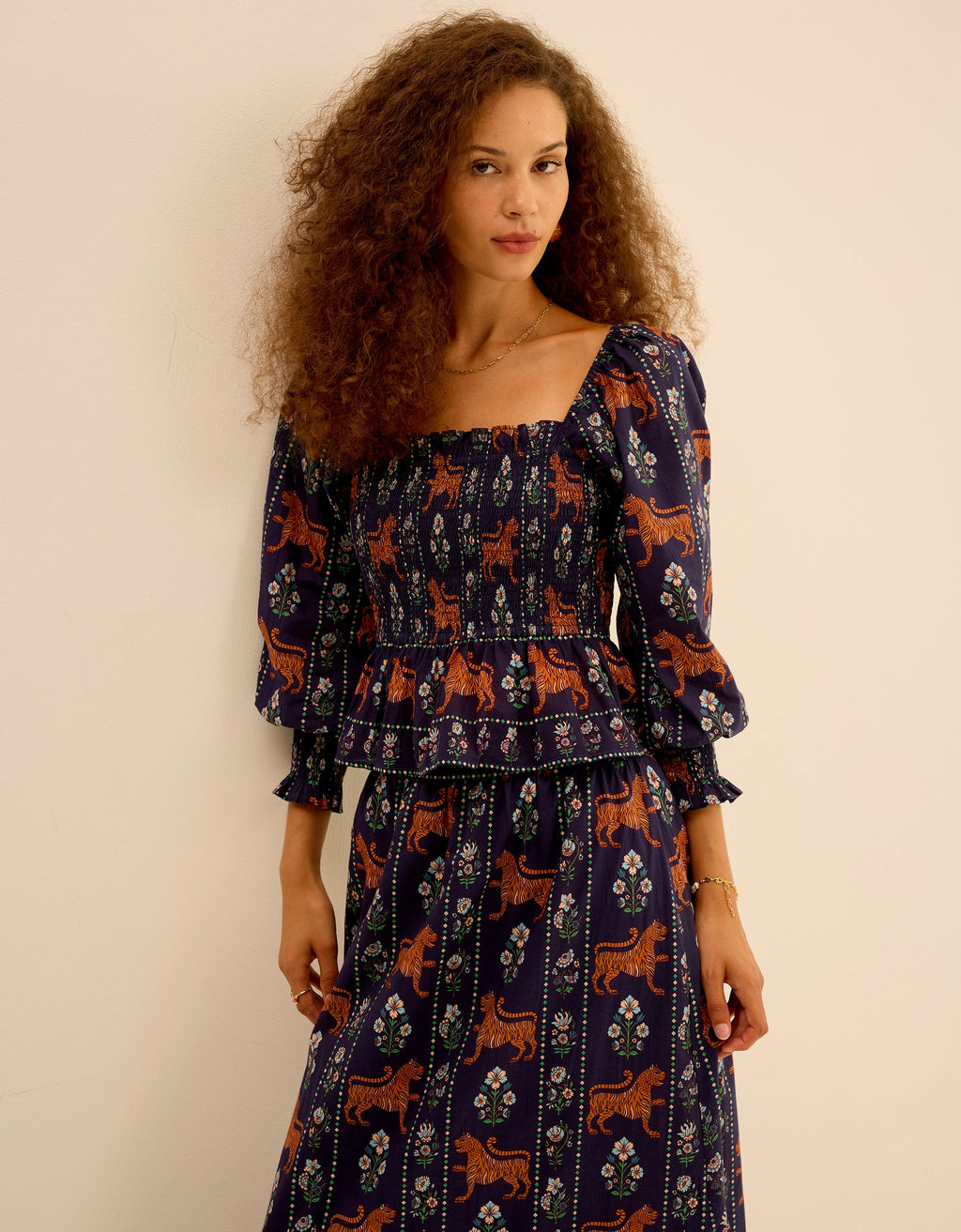 Pink City Prints Tiger Border Florence Top