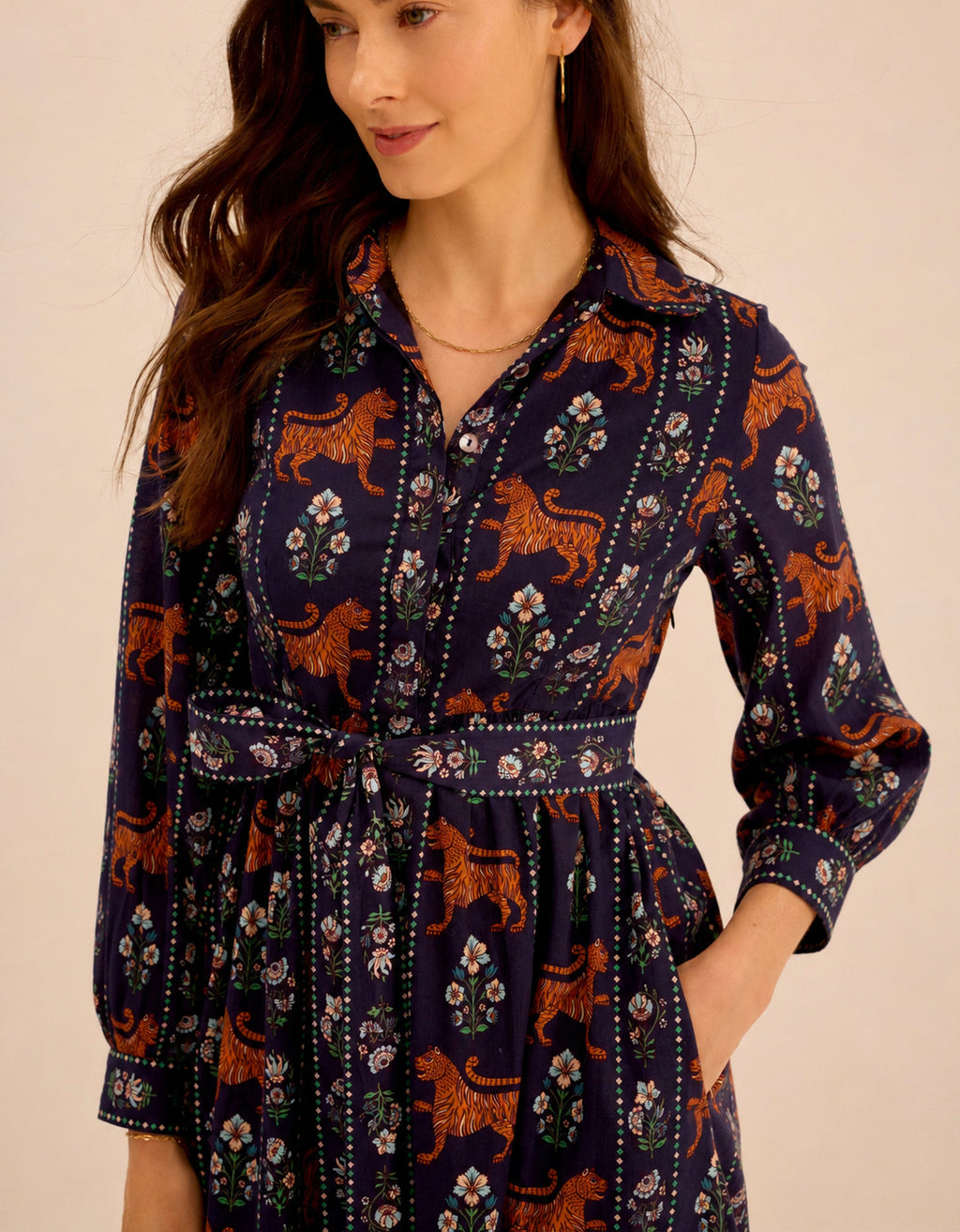 Pink City Prints Tiger Border Gina Dress