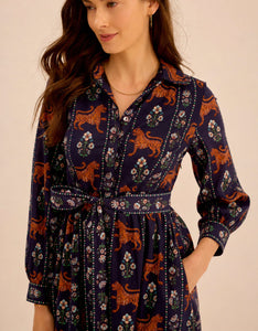 Pink City Prints Tiger Border Gina Dress