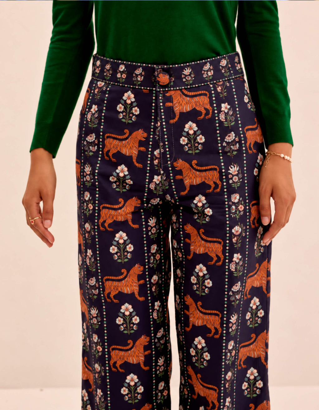 Pink City Prints Tiger Border Romy Trousers