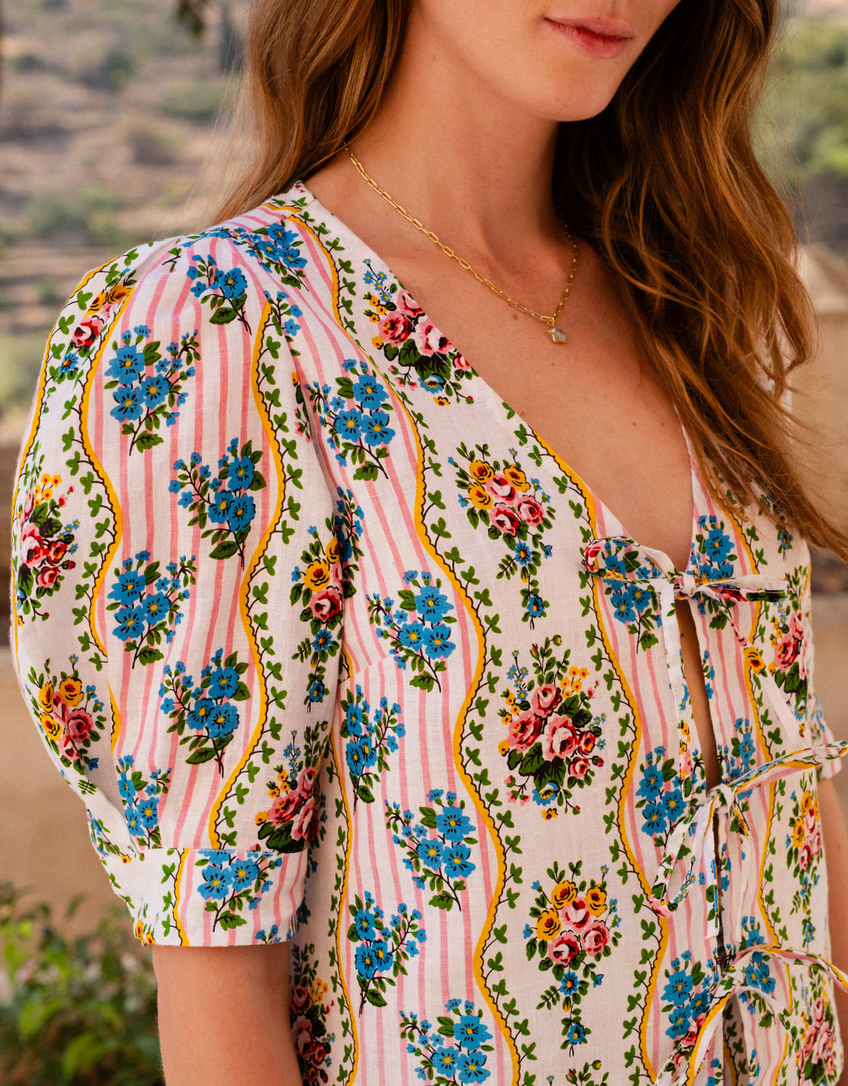 Pink City Prints Vintage Bouquet Beau Blouse