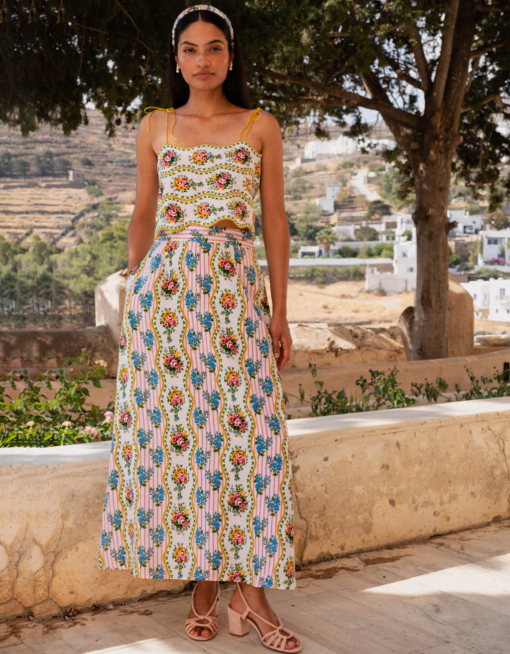 Pink City Prints Vintage Bouquet Sicily Skirt