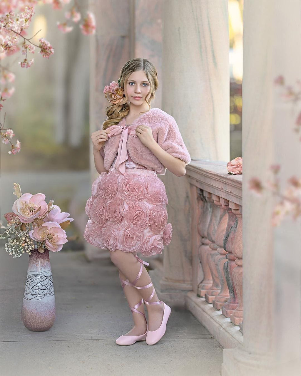 Pink Faux Fur Bolero