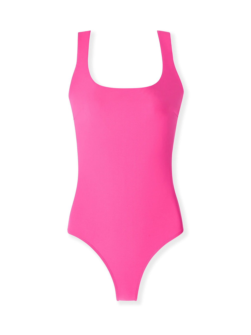pink dreamsculpt square neck tank one piece swimsuit with tummy control fit on white background
