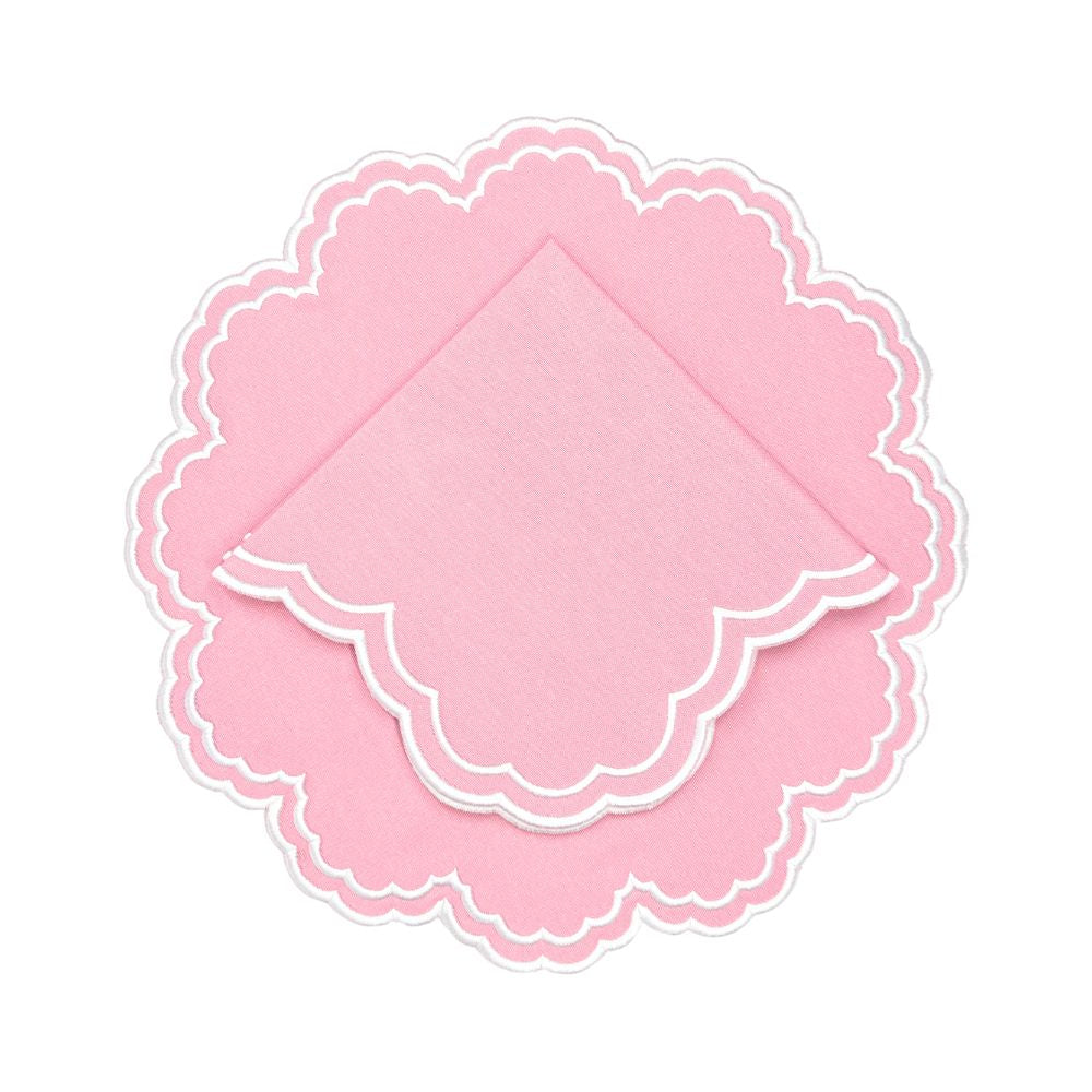 pink luxury embroidered placemat and napkin
